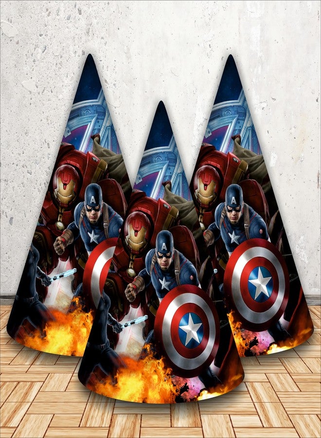 Party Baazaar Avengers Caps for Theme Party | Avengers Caps for Kids | Birthday Celebration Party Caps | Cap for 1st Birthday (Pack of 10) - Image 1